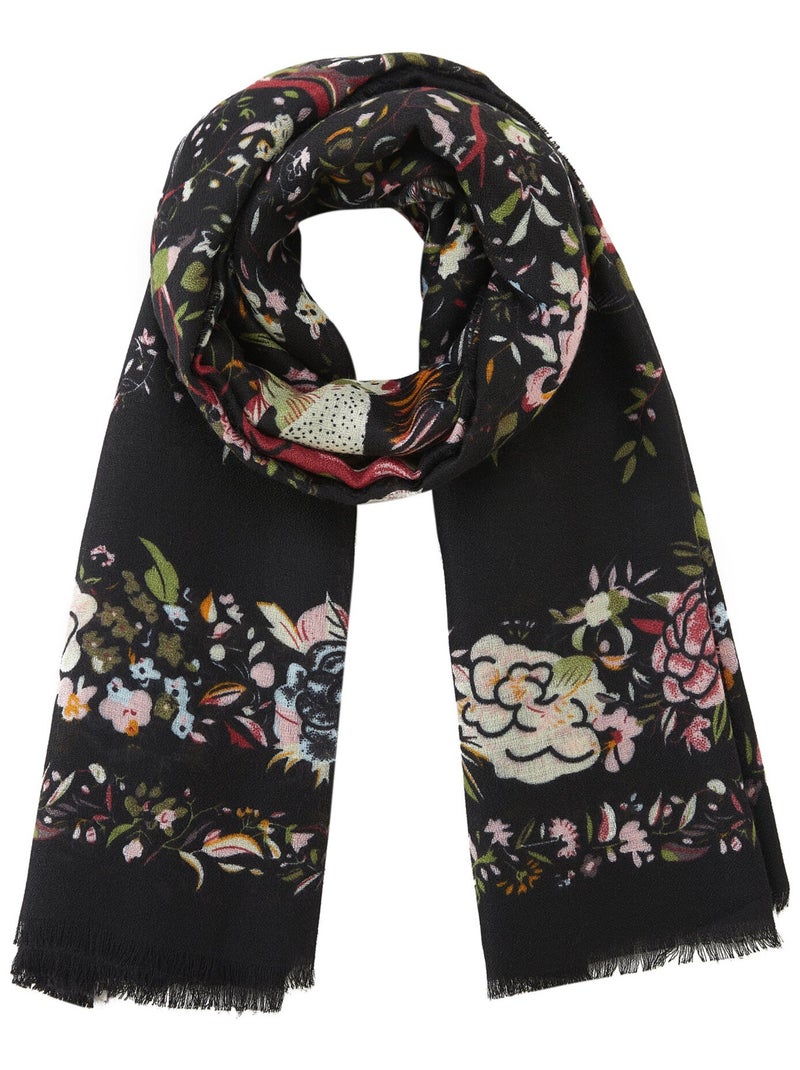 Chèche Flowers Noir - Kiabi