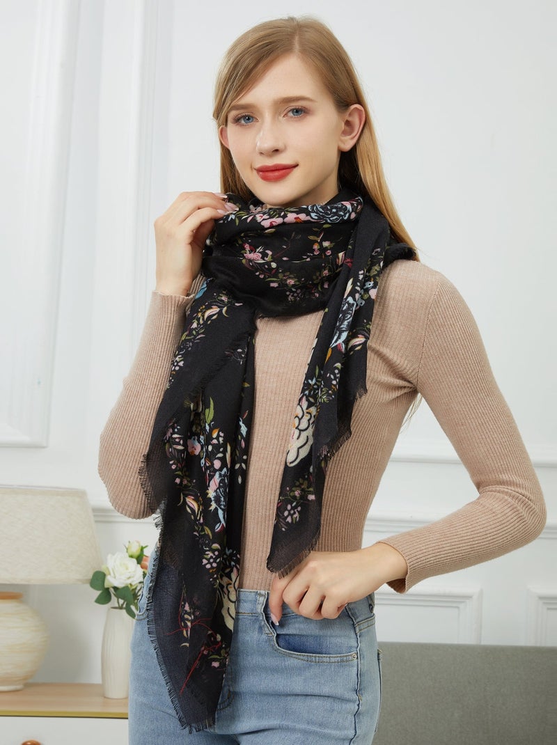 Chèche Flowers Noir - Kiabi