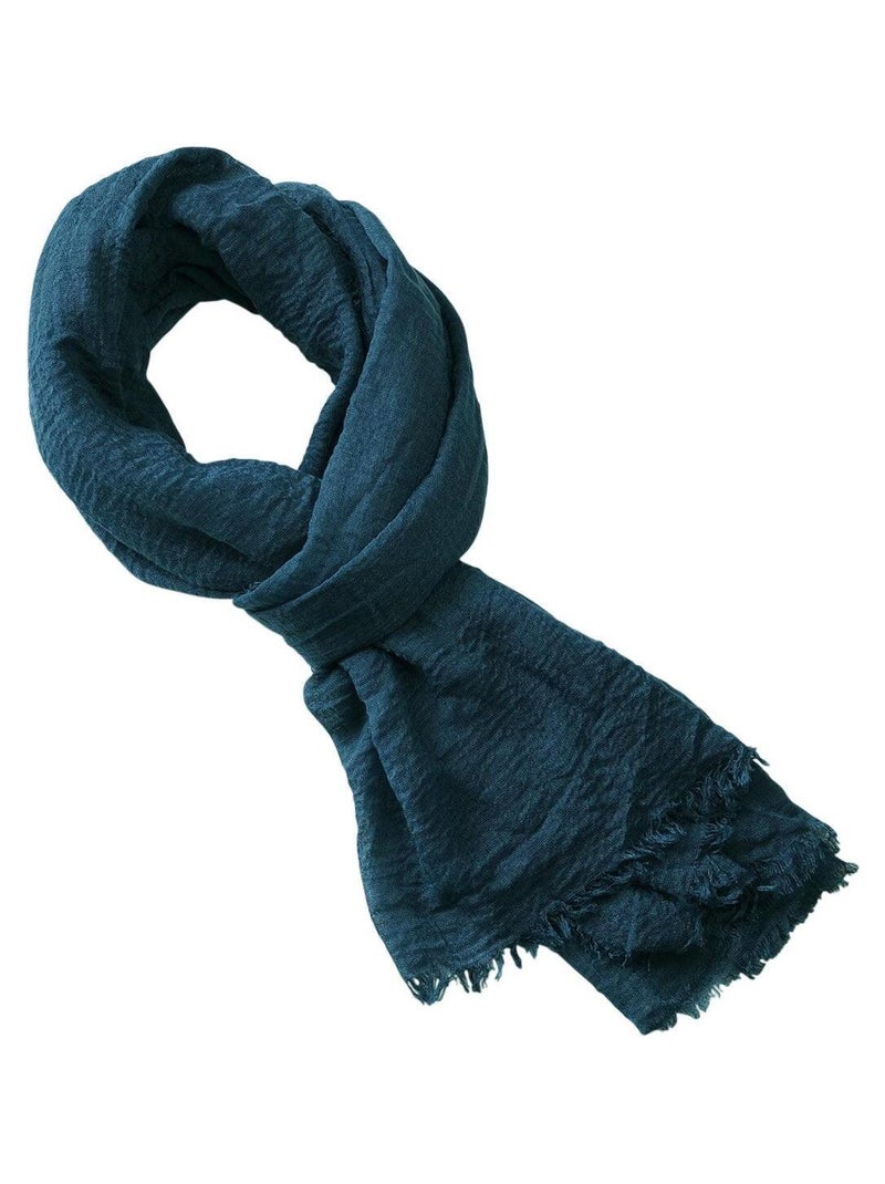 Cheche froissé uni écharpe foulard 180 X 90 cm Bleu marine - Kiabi