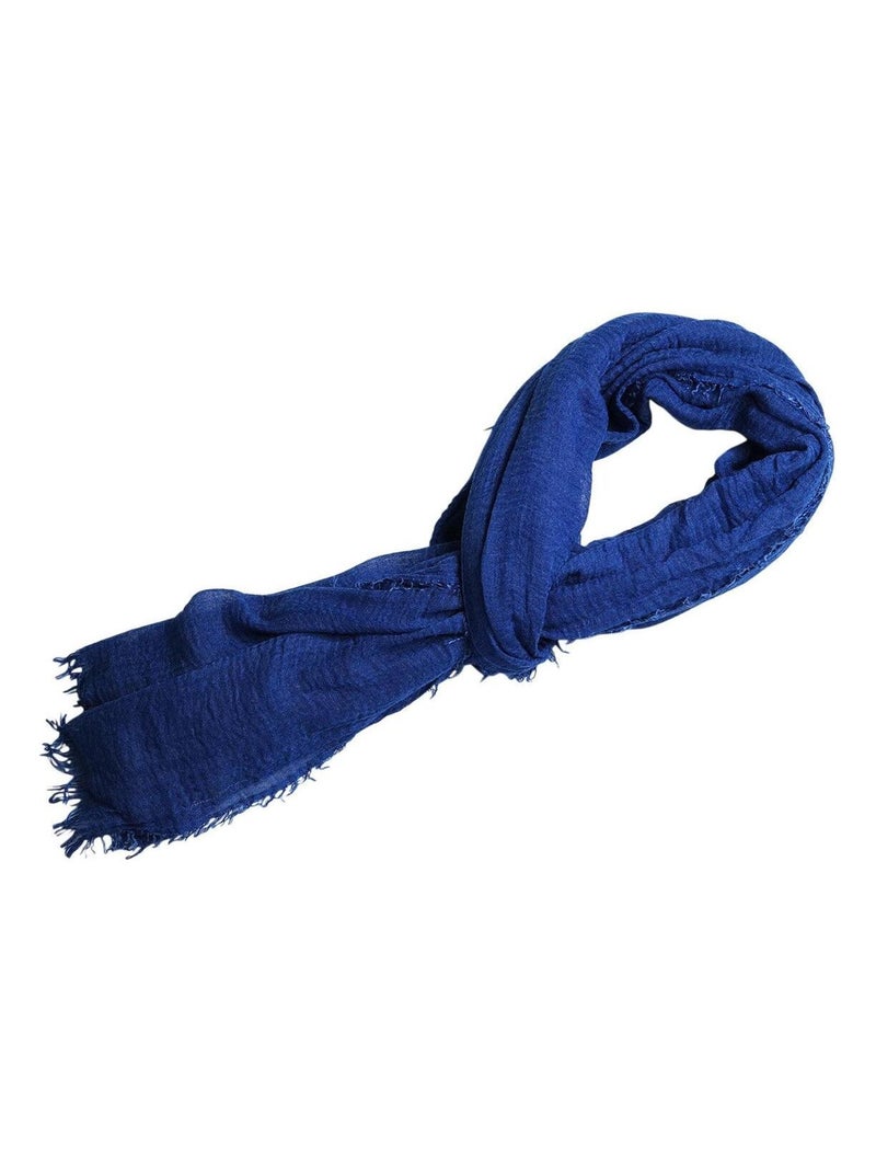 Cheche froissé uni écharpe foulard 180 X 90 cm Bleu méditerranée - Kiabi