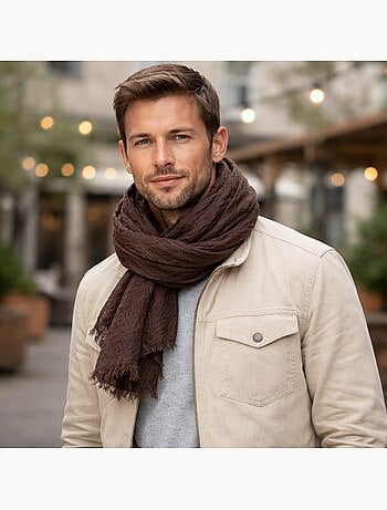 Cheche froissé uni écharpe foulard 180 X 90 cm