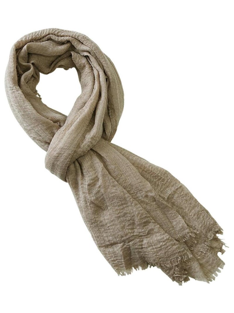 Cheche froissé uni écharpe foulard 180 X 90 cm Taupe - Kiabi