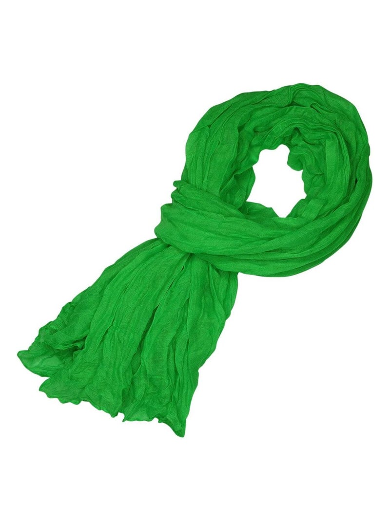 Cheche froissé uni écharpe foulard 180 X 90 cm Vert jade - Kiabi