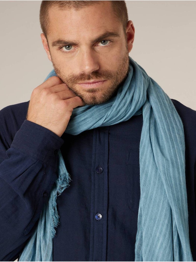 Chèche homme à fines rayures en coton mélangé 'Deeluxe' Bleu - Kiabi