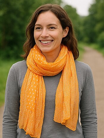 Chèche orange à pois