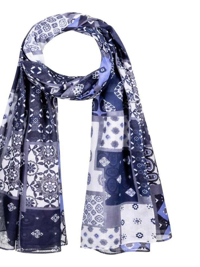 Chèche Patchy Bleu Gris - Kiabi