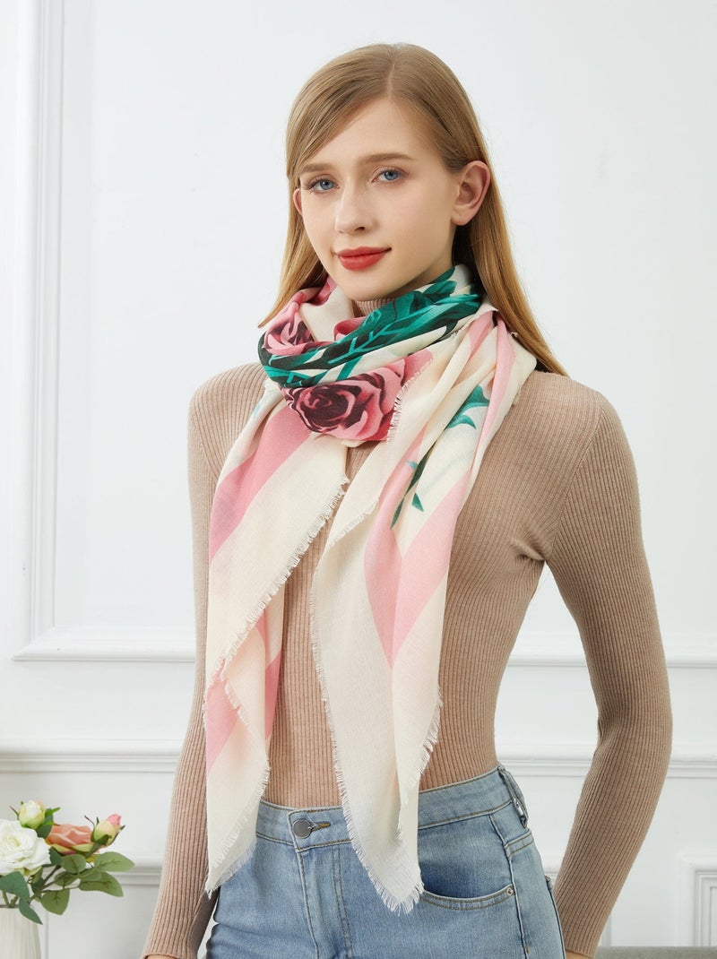 Chèche Roses Blanc - Kiabi