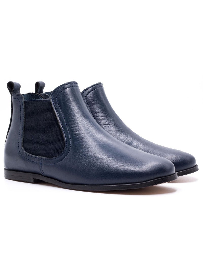 Chelsea Boots Cuir Bleu Marine - Boni Gildas Bleu marine - Kiabi