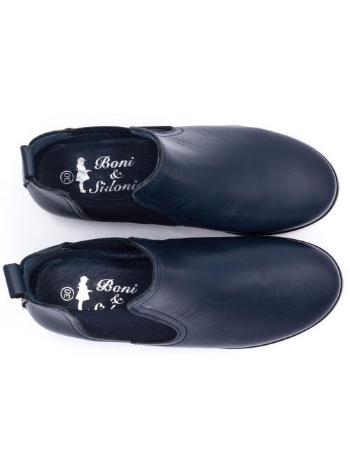 Chelsea Boots Cuir Bleu Marine - Boni Gildas - Kiabi