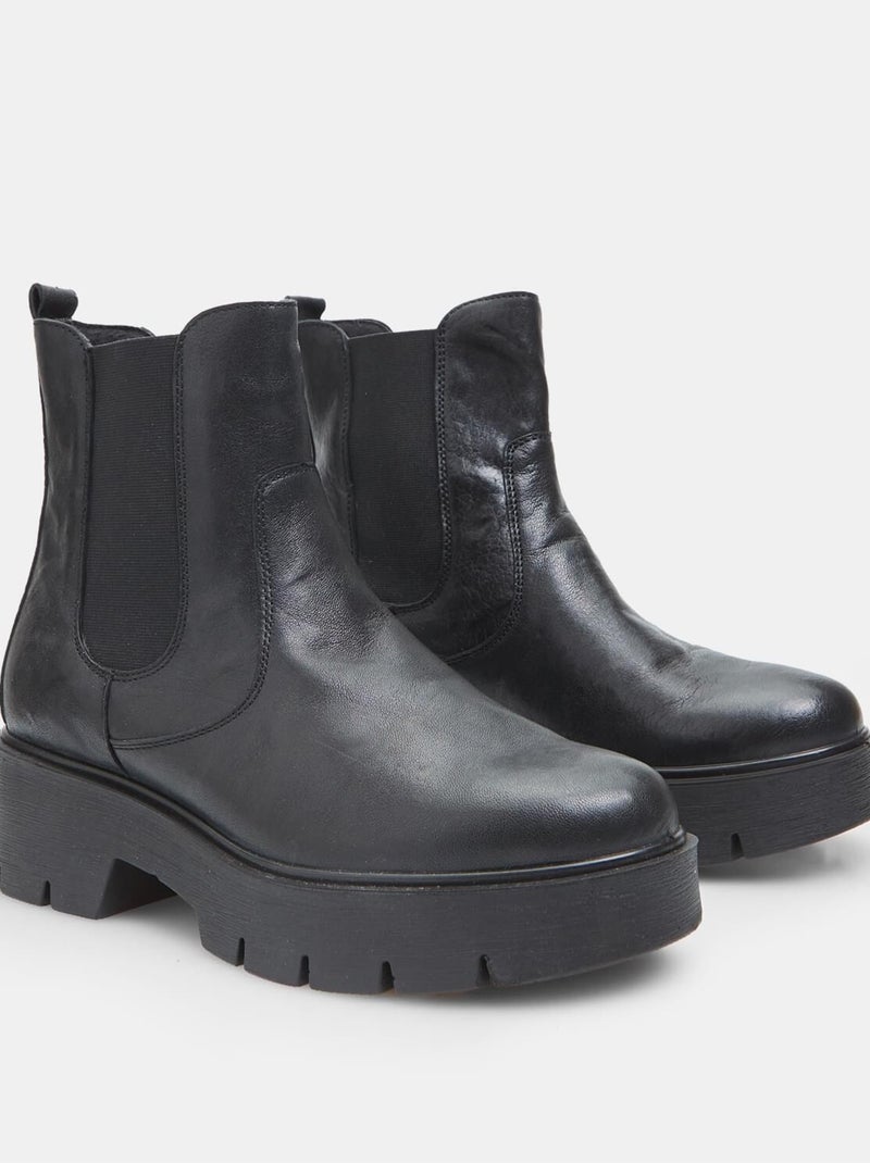 Chelsea en cuir avec semelle chunky BATA Noir - Kiabi