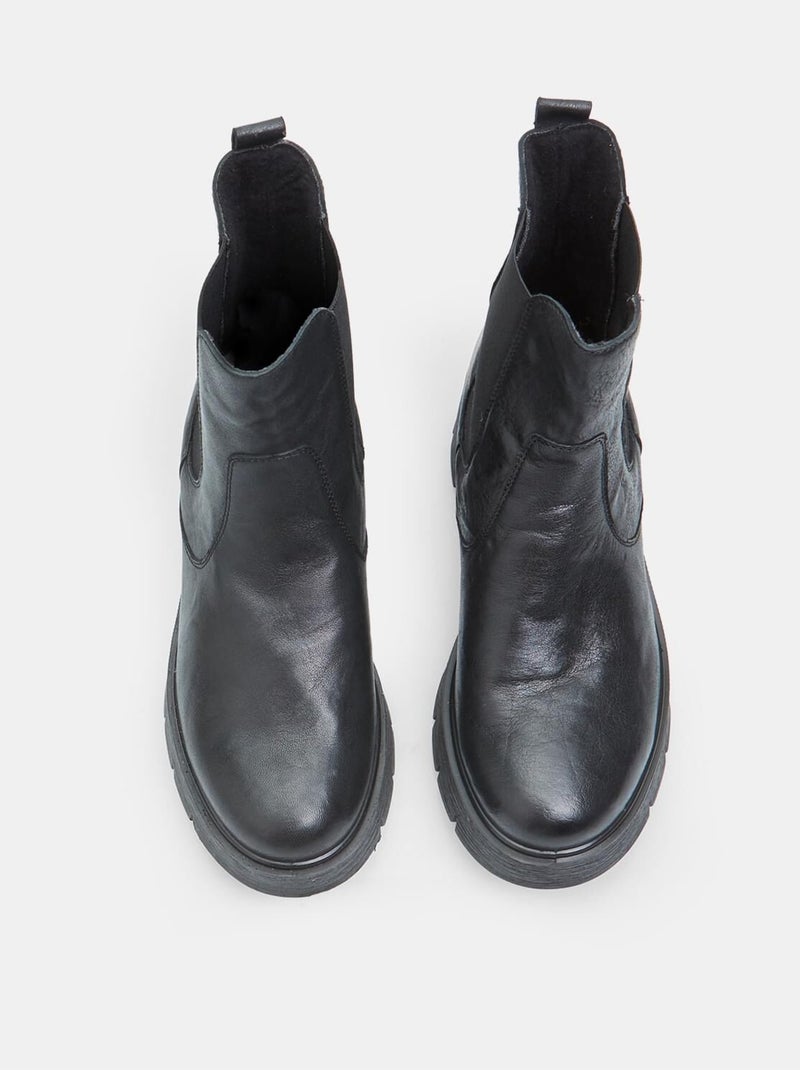 Chelsea en cuir avec semelle chunky BATA Noir - Kiabi