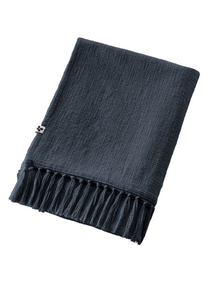 Chemin de lit & Edredon - L'effet papillon - 100% Coton Bleu nuit - Kiabi