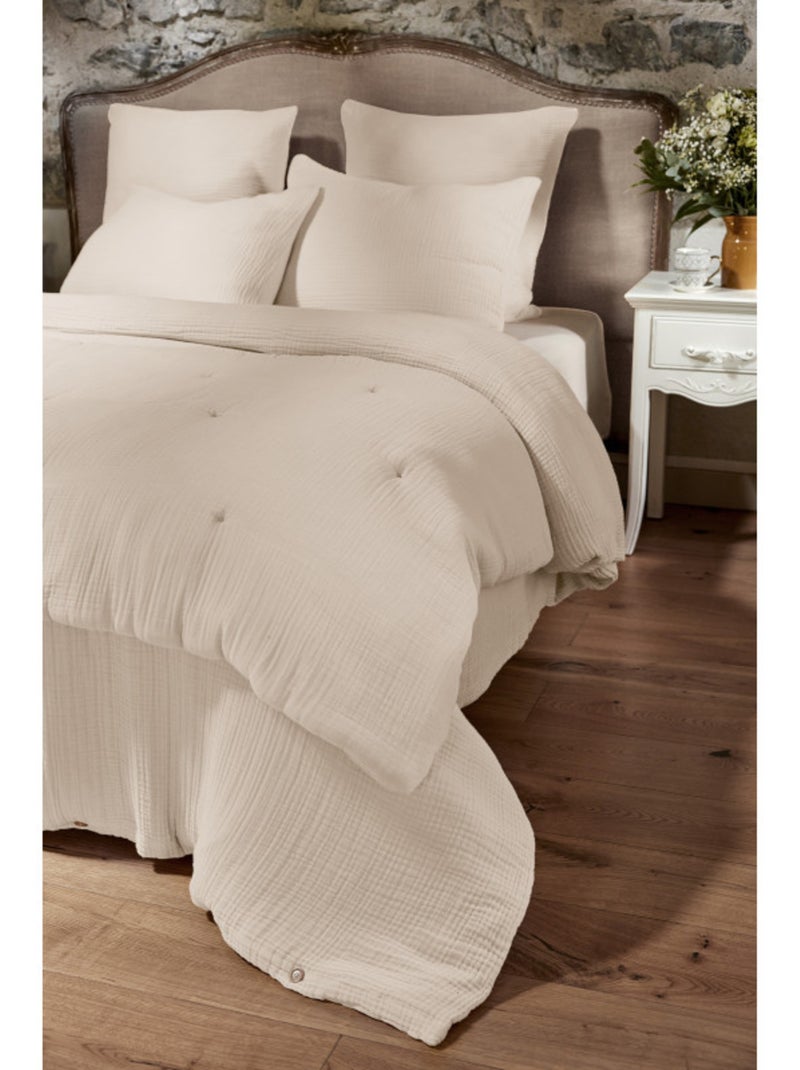 Chemin de lit & Edredon - L'effet papillon - 100% Quadruple gaze de coton 220 gr/m² Beige foncé - Kiabi