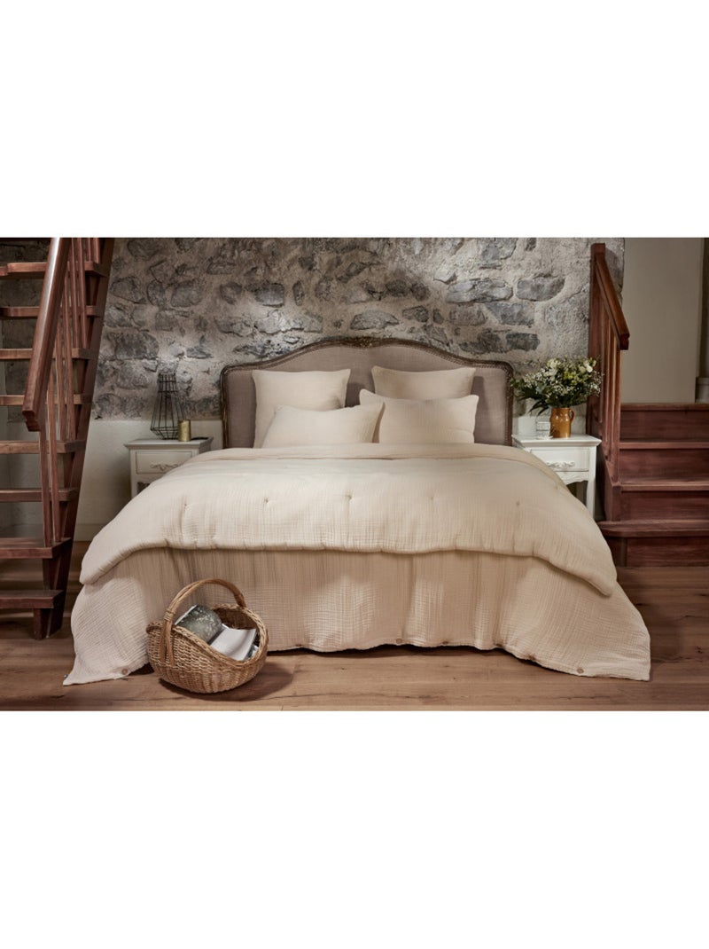 Chemin de lit & Edredon - L'effet papillon - 100% Quadruple gaze de coton 220 gr/m² Beige foncé - Kiabi