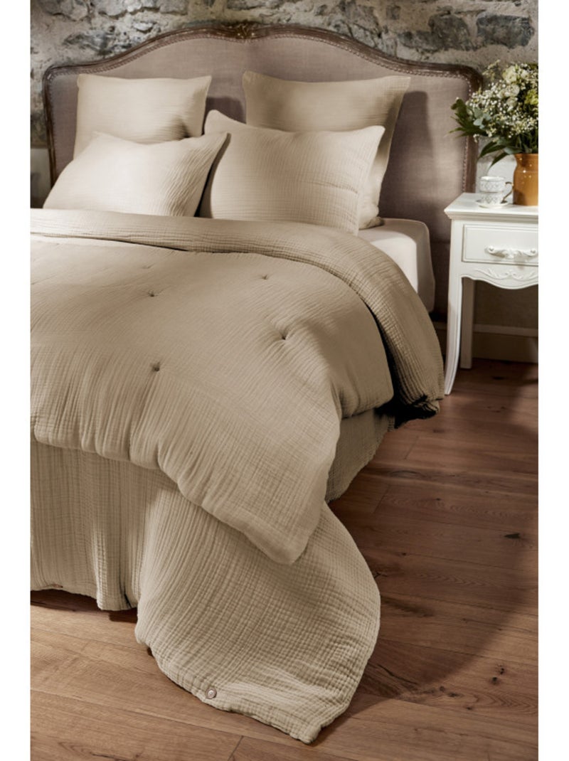 Chemin de lit & Edredon - L'effet papillon - 100% Quadruple gaze de coton 220 gr/m² Marron - Kiabi