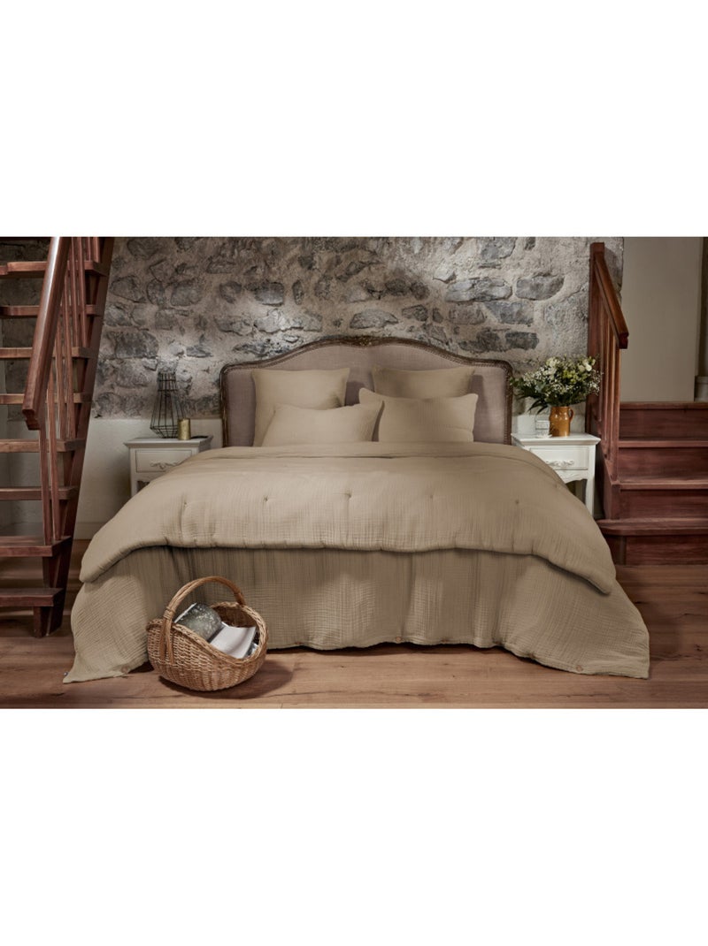 Chemin de lit & Edredon - L'effet papillon - 100% Quadruple gaze de coton 220 gr/m² Marron - Kiabi