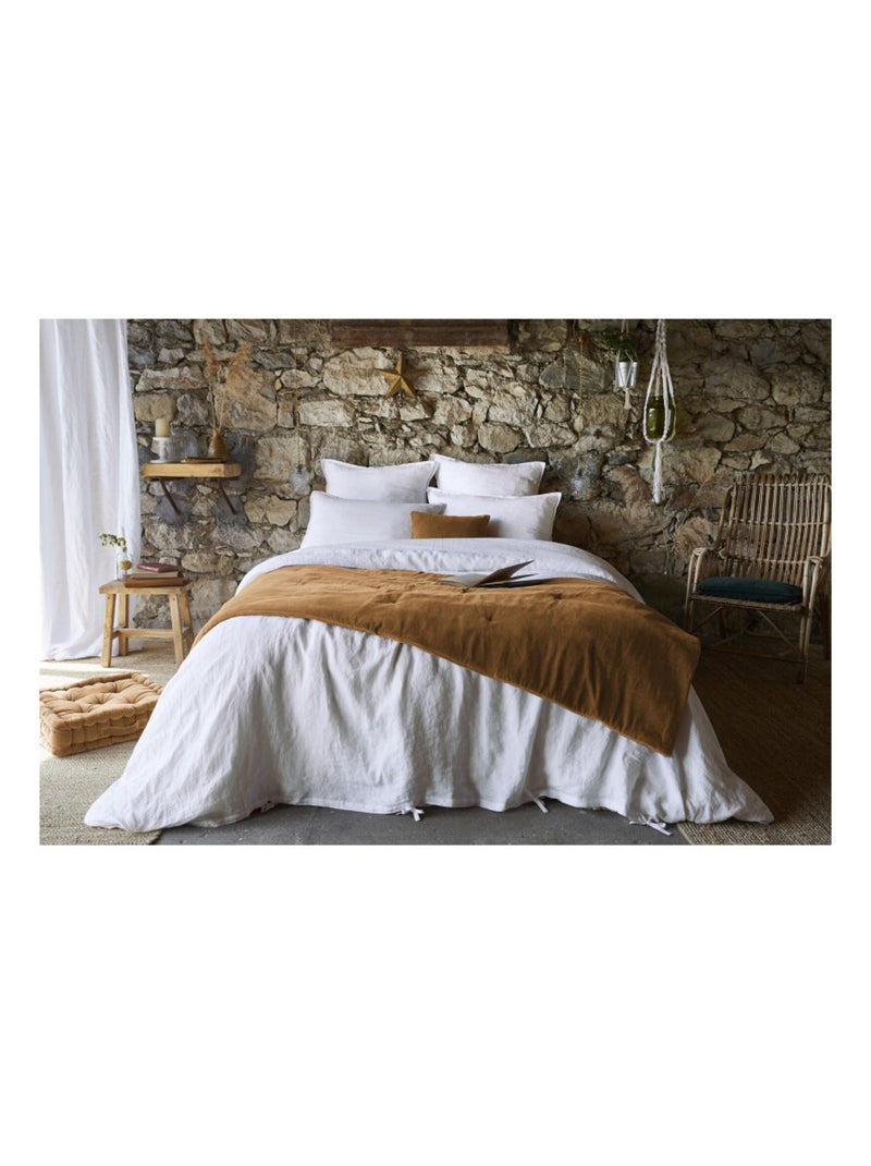 Chemin de lit & Edredon - L'effet papillon - 100% Velours de coton Camel - Kiabi