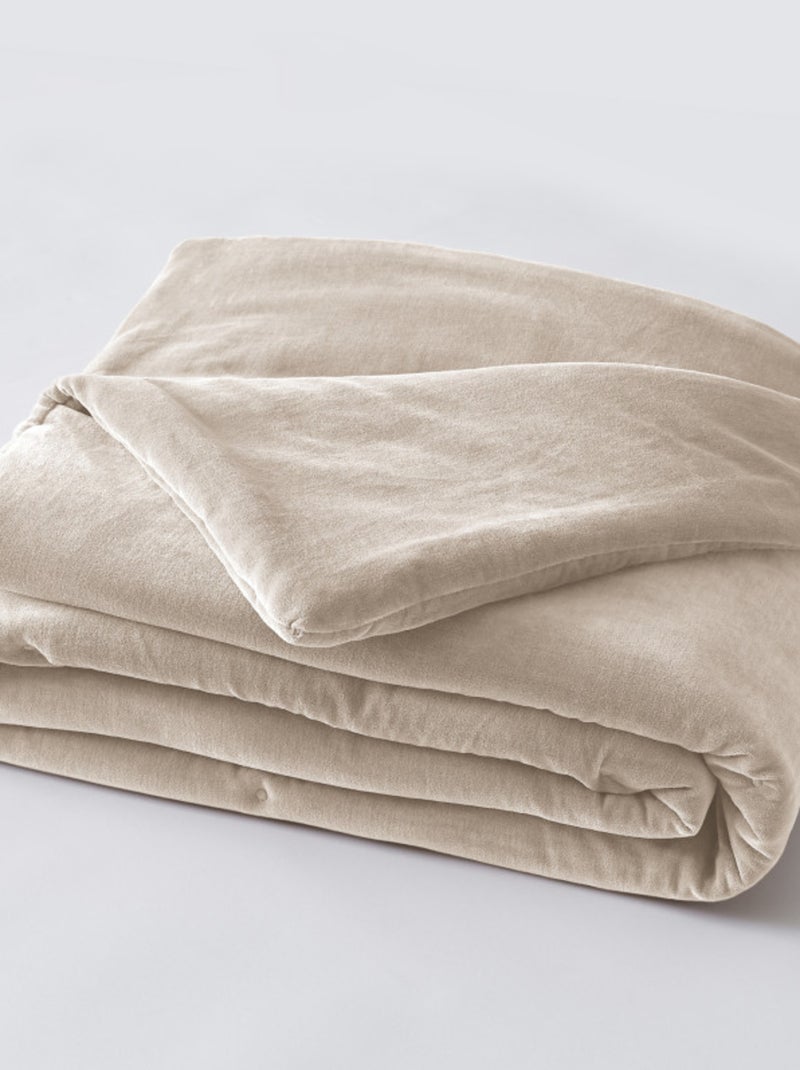 Chemin de lit & Edredon - L'effet papillon - 100% Velours de coton Gris taupe - Kiabi