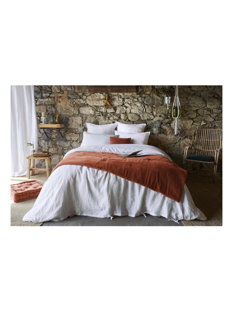 Chemin de lit & Edredon - L'effet papillon - 100% Velours de coton Terracotta - Kiabi