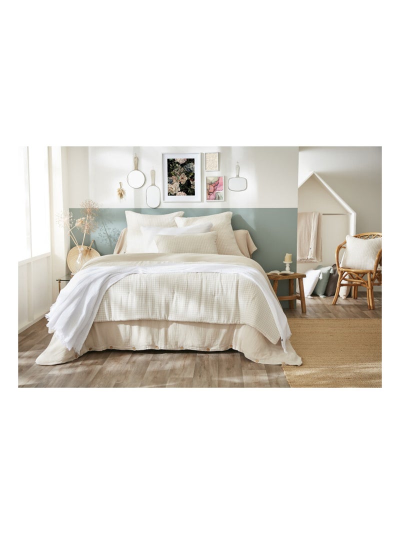 Chemin de lit & Edredon - L'effet papillon - Coton Gris taupe - Kiabi