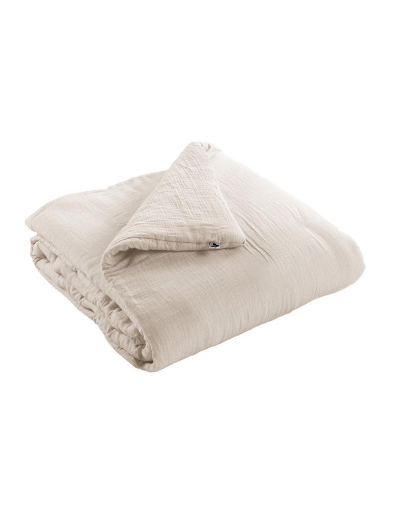 Chemin de lit & Edredon - L'effet papillon - Coton Gris taupe - Kiabi