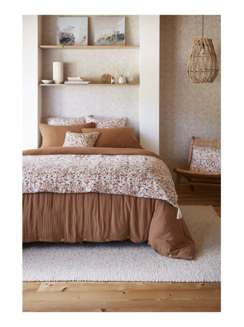 Chemin de lit & Edredon - L'effet papillon - Coton Gris taupe - Kiabi