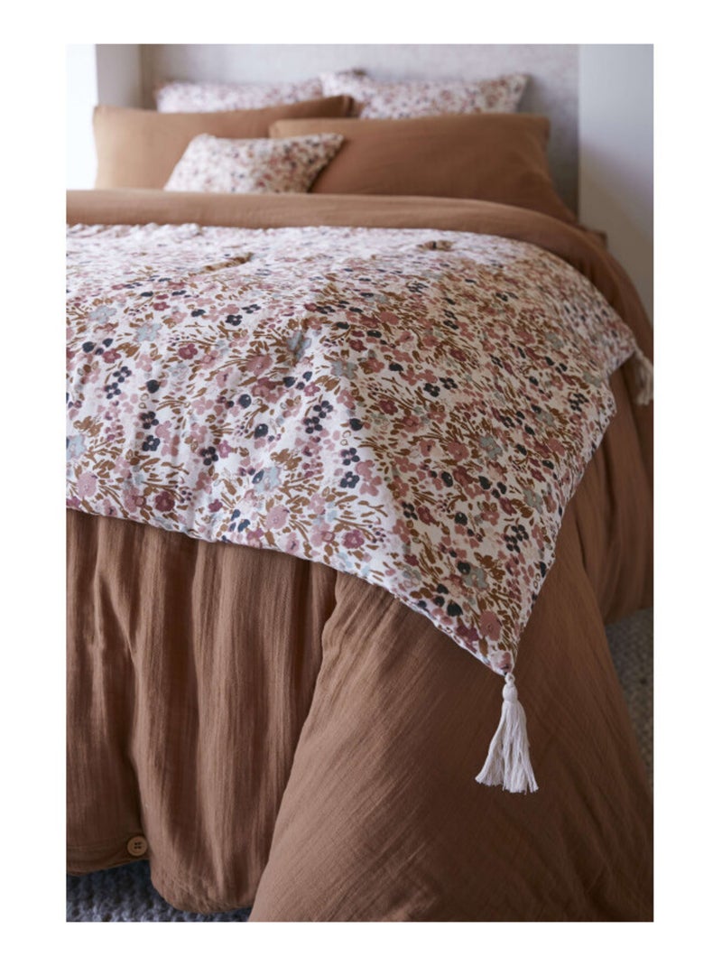 Chemin de lit & Edredon - L'effet papillon - Coton Gris taupe - Kiabi