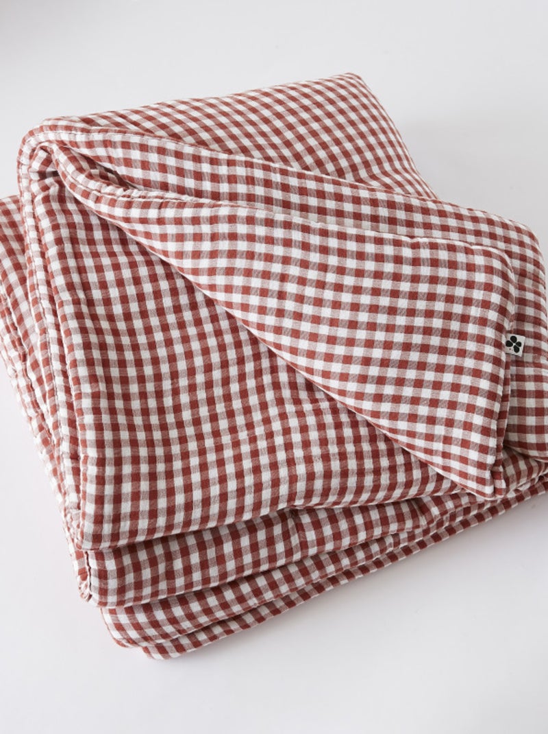 Chemin de lit & Edredon - L'effet papillon - Coton Terracotta - Kiabi