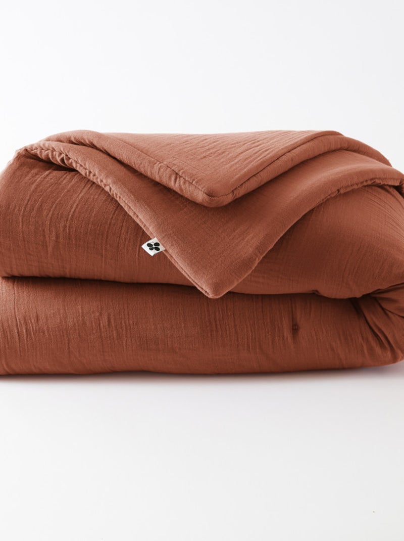 Chemin de lit & Edredon - L'effet papillon - Coton Terracotta - Kiabi
