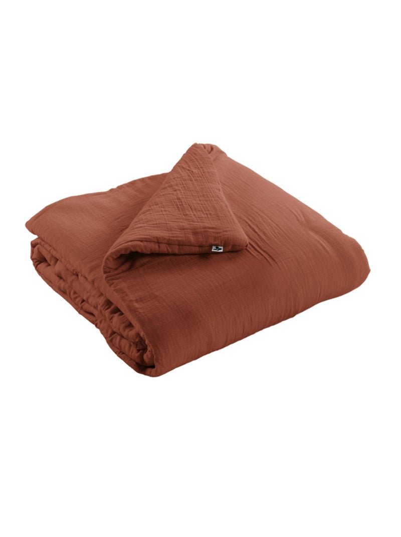 Chemin de lit & Edredon - L'effet papillon - Coton Terracotta - Kiabi