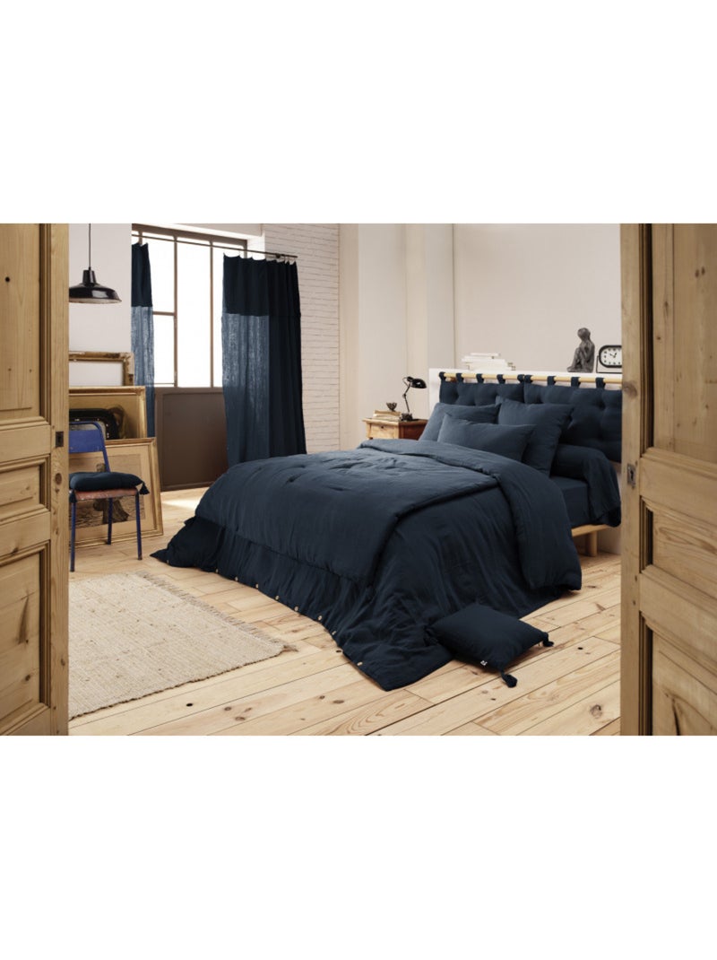 Chemin de lit & Edredon - L'effet papillon - Gaze De Coton Bleu nuit - Kiabi