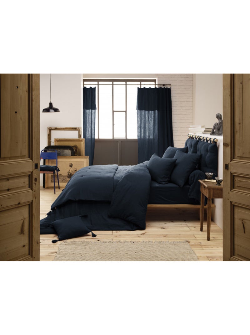 Chemin de lit & Edredon - L'effet papillon - Gaze De Coton Bleu nuit - Kiabi