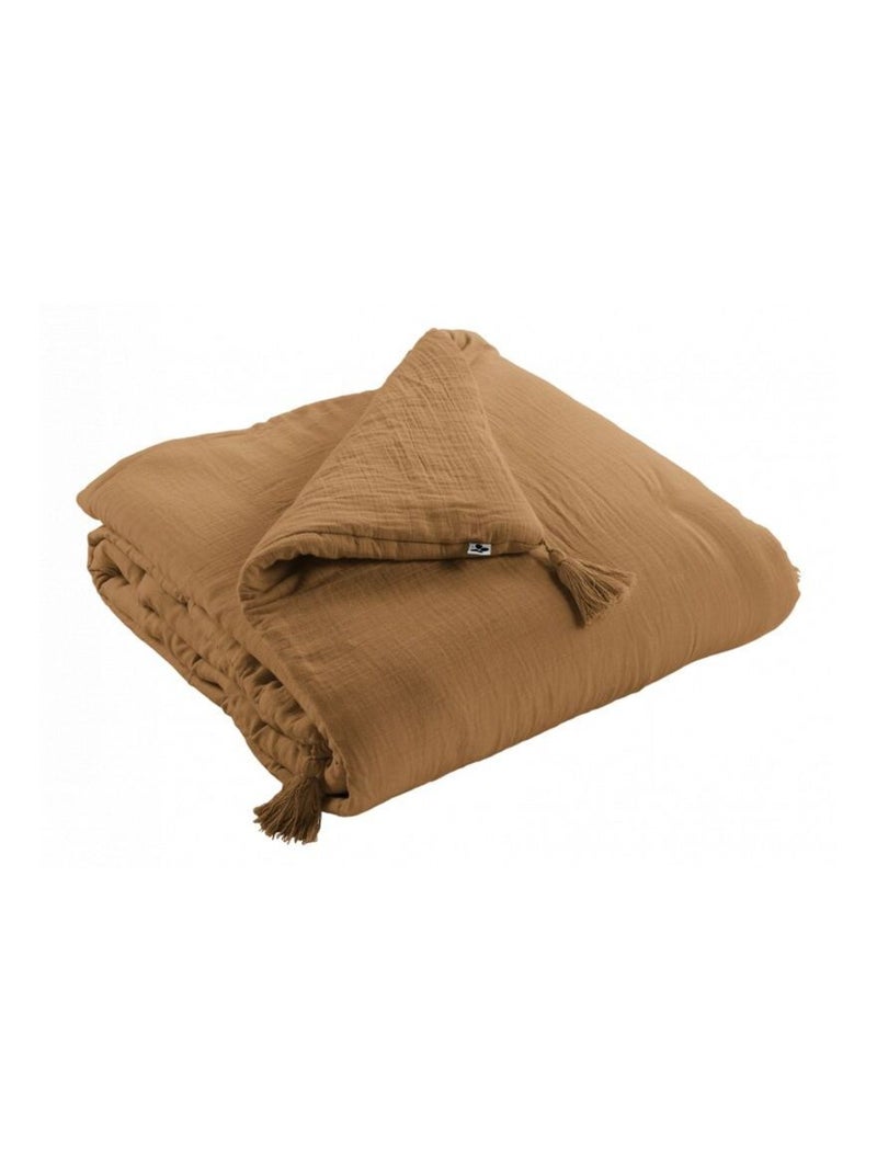 Chemin de lit & Edredon - L'effet papillon - Gaze De Coton Camel - Kiabi