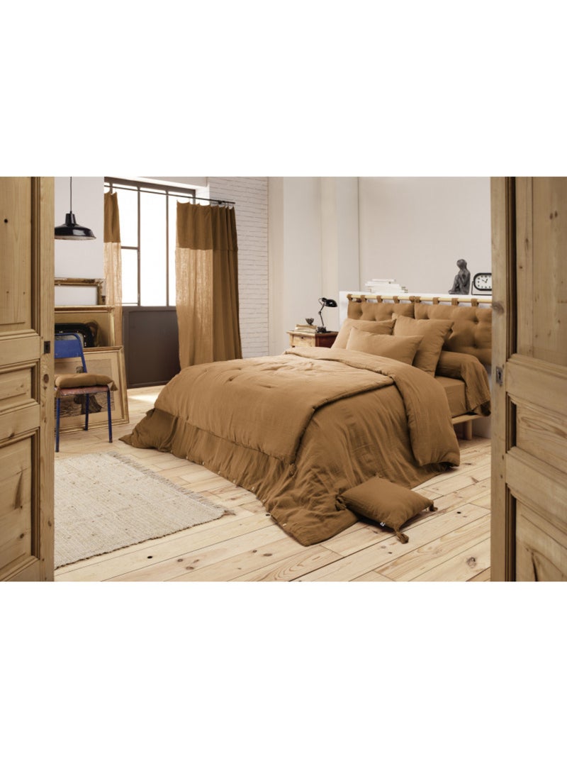 Chemin de lit & Edredon - L'effet papillon - Gaze De Coton Camel - Kiabi