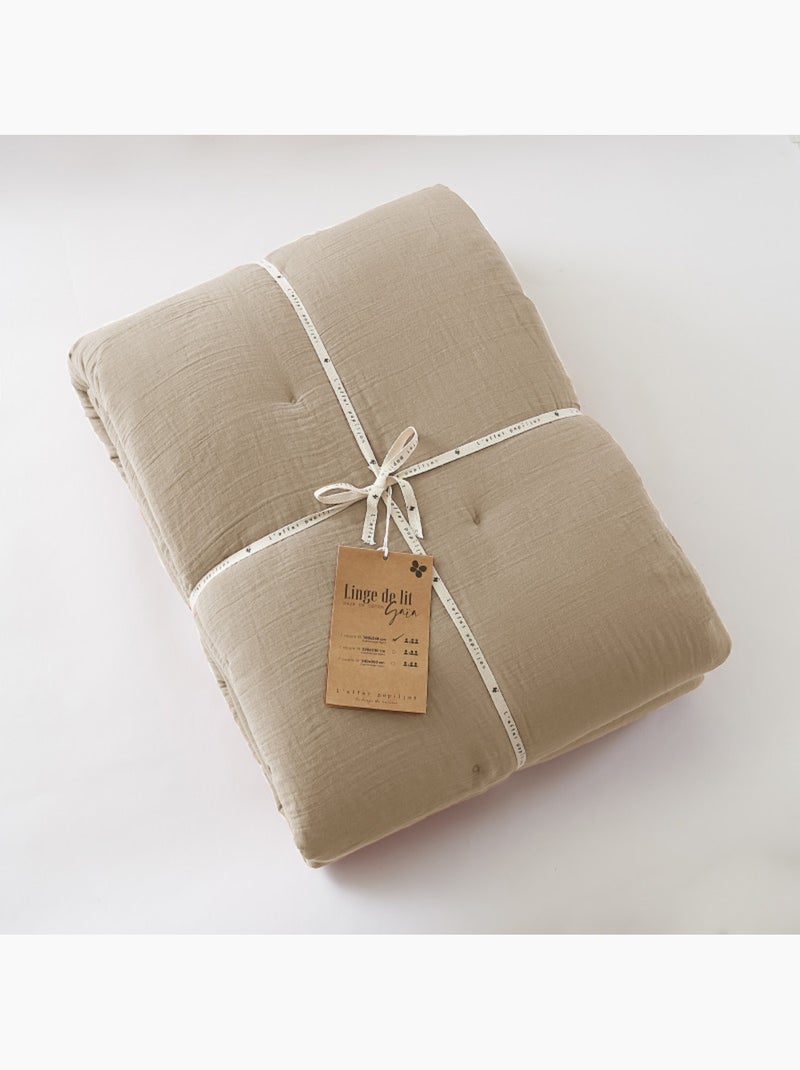 Chemin de lit & Edredon - L'effet papillon - Gaze De Coton Marron clair - Kiabi