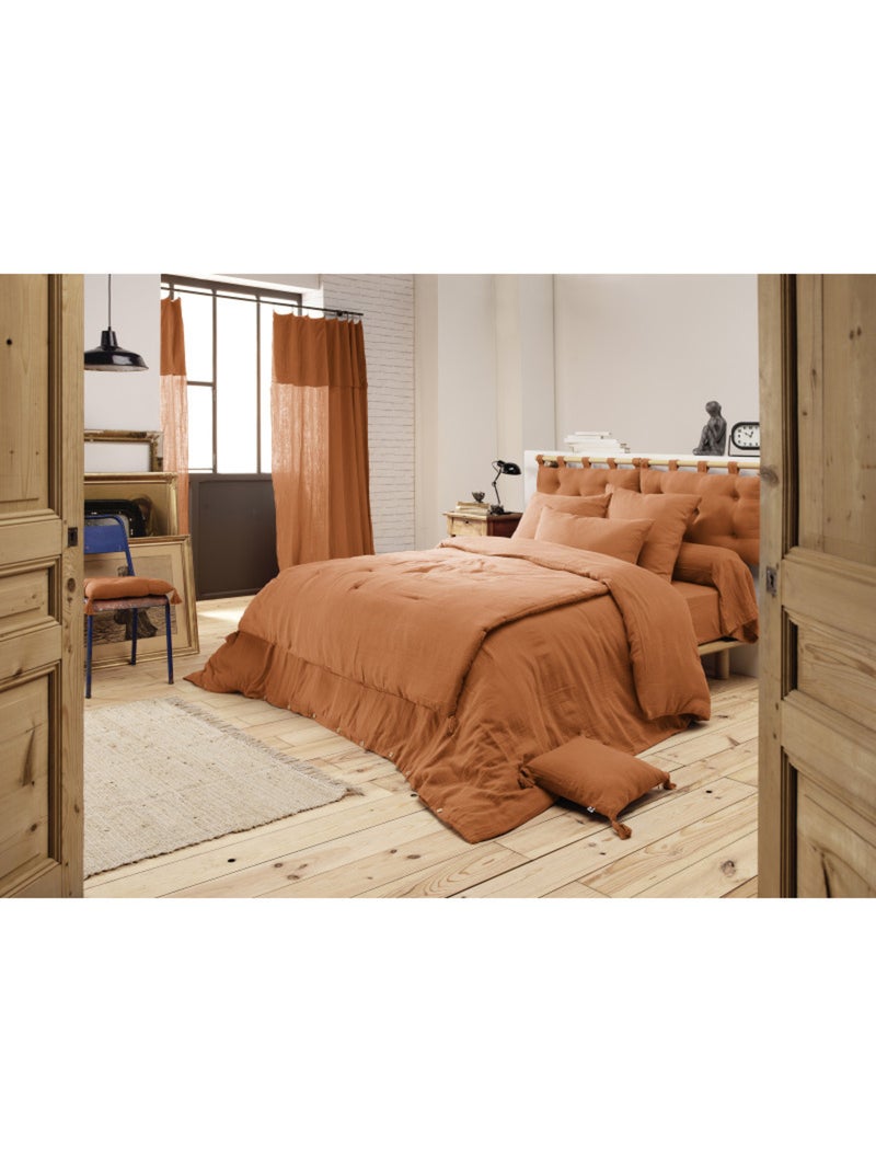 Chemin de lit & Edredon - L'effet papillon - Gaze De Coton Orange - Kiabi