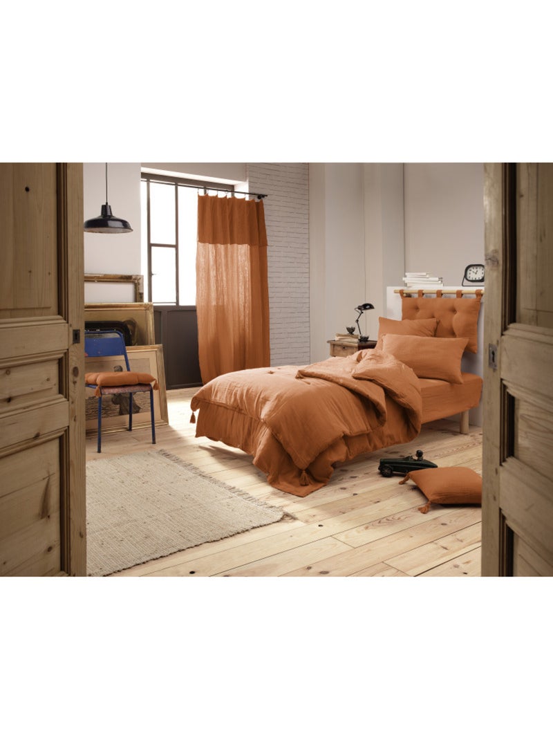 Chemin de lit & Edredon - L'effet papillon - Gaze De Coton Orange - Kiabi