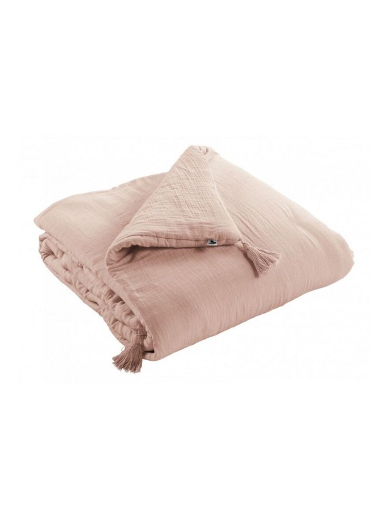 Chemin de lit & Edredon - L'effet papillon - Gaze De Coton Rose clair - Kiabi