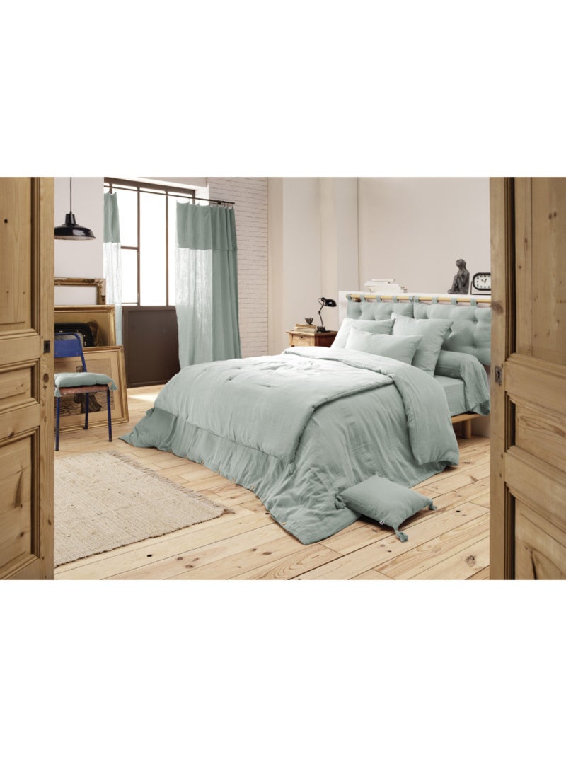 Chemin de lit & Edredon - L'effet papillon - Gaze De Coton Vert tilleul - Kiabi