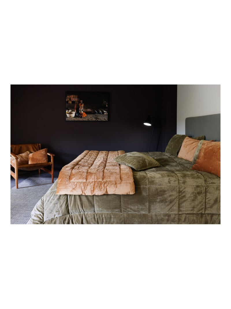 Chemin de lit & Edredon - Vent du Sud - Velours Camel - Kiabi