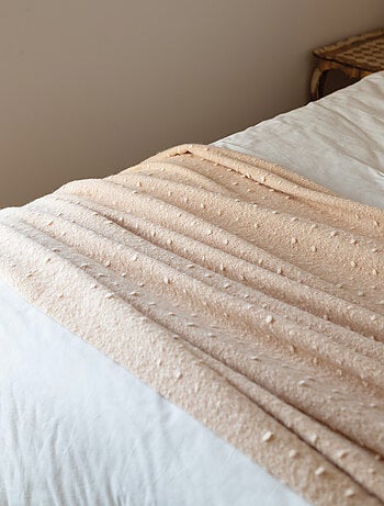 Chemin de lit / Étole aspect mohair à pois