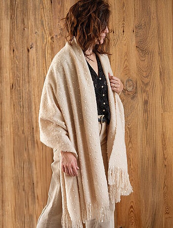 Chemin de lit / Étole aspect mohair à pois