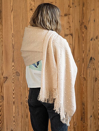 Chemin de lit / Étole aspect mohair à pois