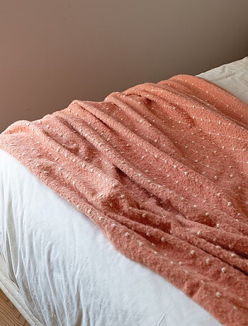 Chemin de lit / Étole aspect mohair à pois