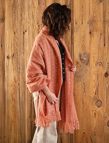 Chemin de lit / Étole aspect mohair à pois