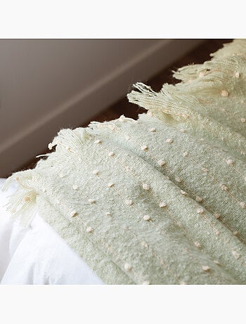 Chemin de lit / Étole aspect mohair à pois