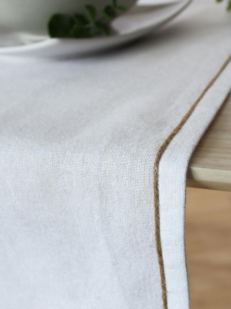 Chemin de table avec feston en jute Blanc - Kiabi