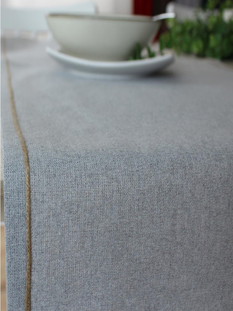 Chemin de table avec feston en jute Gris - Kiabi