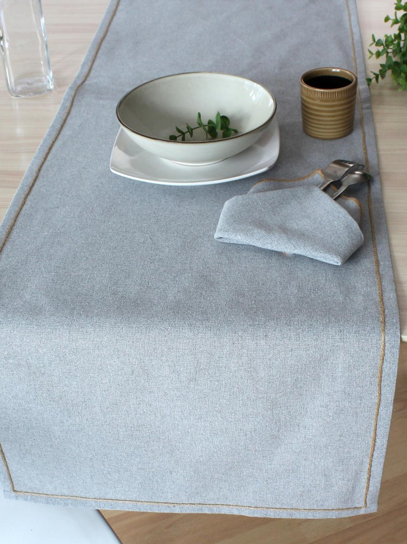 Chemin de table avec feston en jute Gris - Kiabi