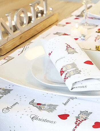 Chemin de table coton 190gr m² motifs LUTIN
